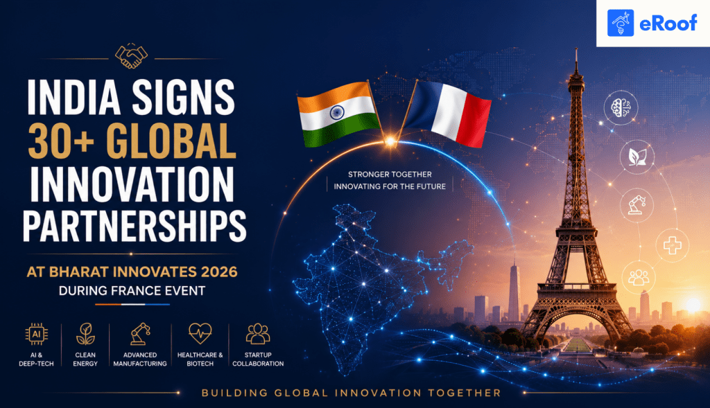 India signs 30+ global innovation partnerships during a strategic collaboration event in France.
