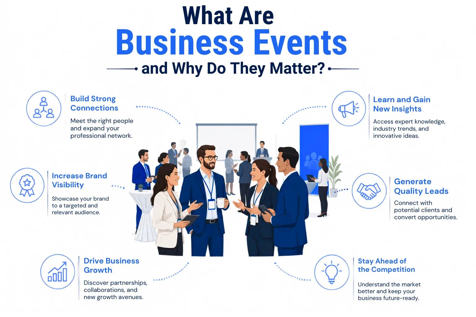 Professionals networking at a business event for growth