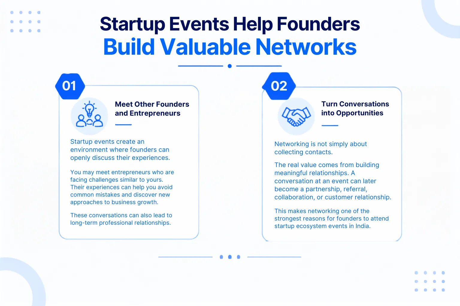 Startup events help founders build valuable networks and opportunities.