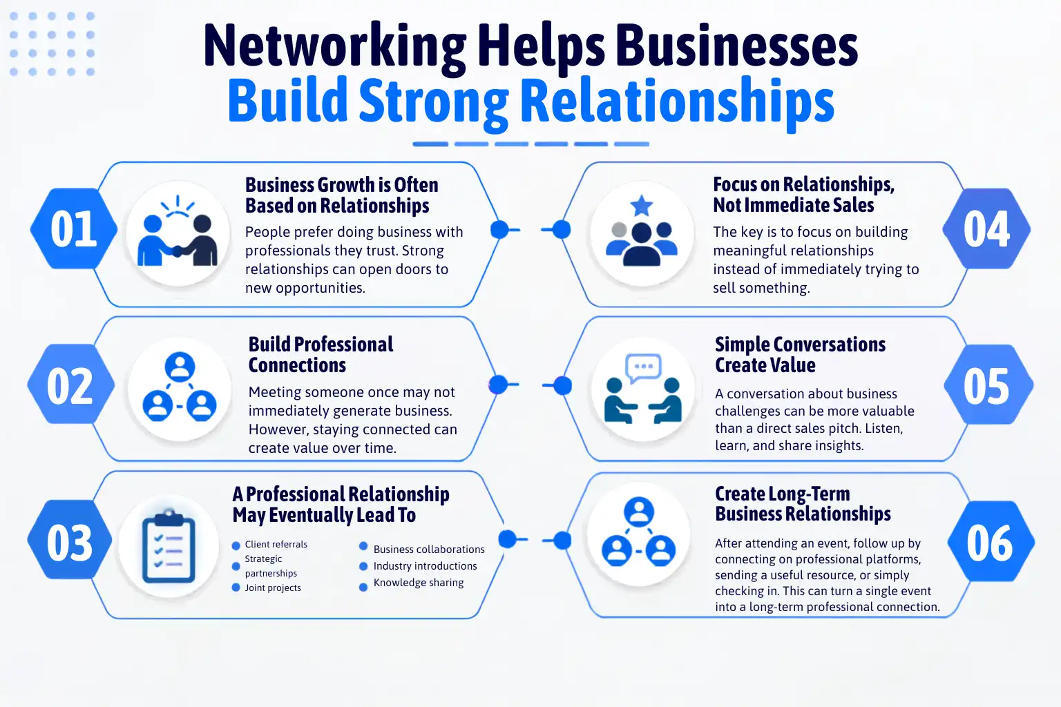 Networking helps businesses build strong professional relationships