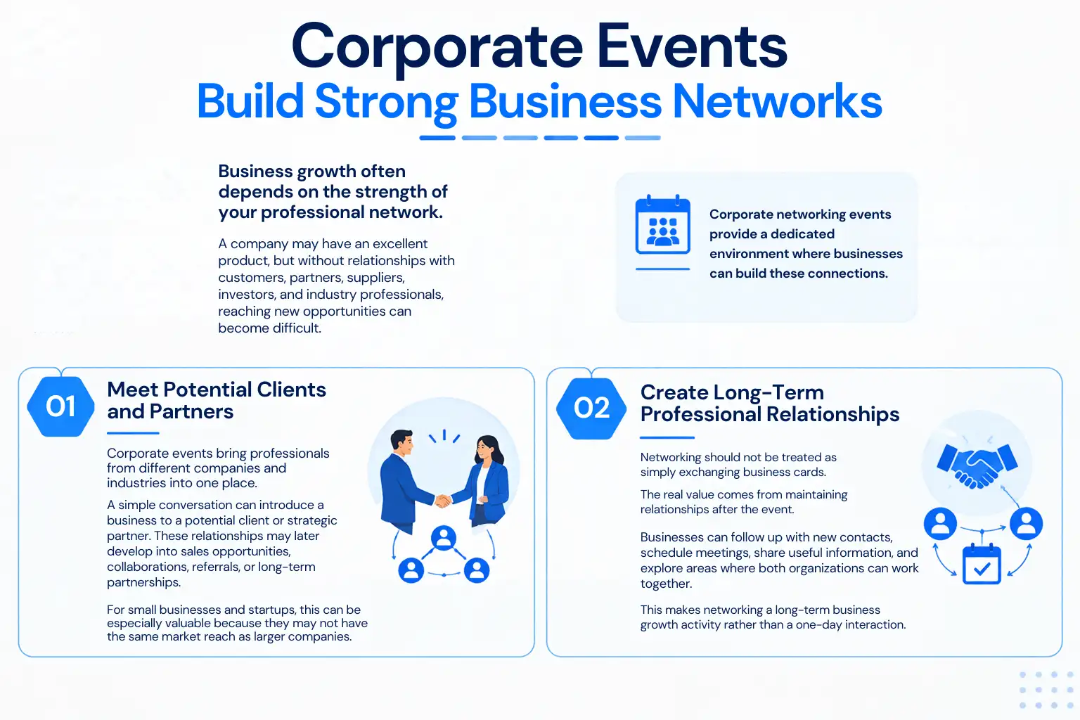 Corporate events build strong business networks and partnerships