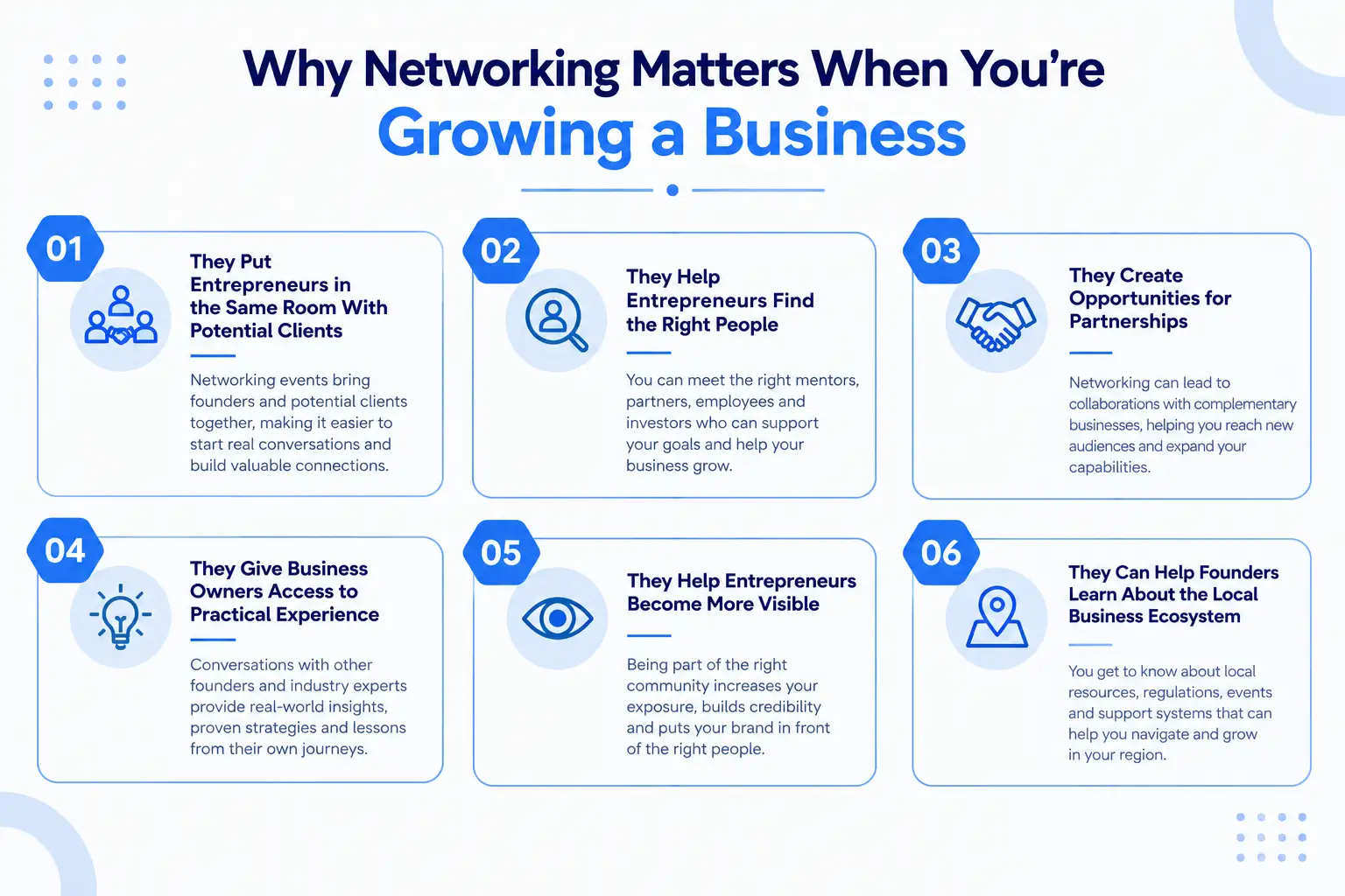 Networking benefits for entrepreneurs, clients, partnerships, and growth